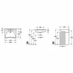 VILLEROY & BOCH V&B Vicare Vita Wall Hung Basin With Overflow - 600mm Wide - 1 Tap Hole - White - 71196301 -VILLEROY & BOCH shop 57914638 2