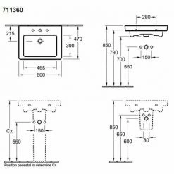 VILLEROY & BOCH V&B Subway 2.0 Basin Wall Hung Basin With Overflow - 600mm Wide - 1 Tap Hole - White - 71136001 -VILLEROY & BOCH shop 57914639 2