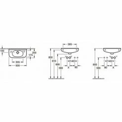 VILLEROY & BOCH V&B O.Novo Compact Wall Hung Basin With Overflow - 500mm Wide - 1 Tap Hole - White Alpin - 53615001