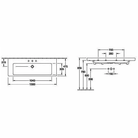 VILLEROY & BOCH V&B Subway 2.0 Wall Hung Basin with overflow - 1300mm Wide - 1 tap hole - White - 7176D001 VILLEROY & BOCH V&B Subway 2.0 Wall Hung Basin With Overflow - 1300mm Wide - 1 Tap Hole - White - 7176D001 -VILLEROY & BOCH shop 57914741 2