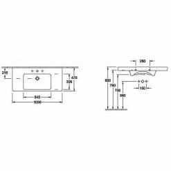 VILLEROY & BOCH V&B Subway 2.0 Wall Hung Basin With Overflow - 1000mm Wide - 1 Tap Hole - White - 7175A001 -VILLEROY & BOCH shop 57914845 2
