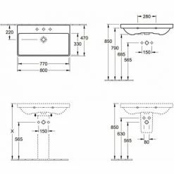 VILLEROY & BOCH V&B Avento Vanity Basin With Overflow - 800mm Wide - 1 Tap Hole - White Alpin - 41568001 -VILLEROY & BOCH shop 57914868 2