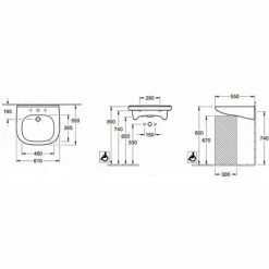 VILLEROY & BOCH V&B Vicare Vita Wall Hung Basin With Overflow - 610mm Wide - 1 Tap Hole - White - 41196001 -VILLEROY & BOCH shop 57914869 2