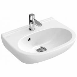 VILLEROY & BOCH V&B O.Novo Cloakroom Wall Hung Basin With Overflow - 450mm Wide - 1 Tap Hole - White Alpin - 53604501