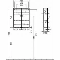VILLEROY & BOCH V&B Reflection 2 Door LED Mirror Cabinet - 600mm Wide - A356G600 -VILLEROY & BOCH shop 58066331 2