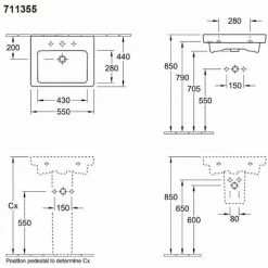 VILLEROY & BOCH V&B Subway 2.0 Basin Wall Hung Basin With Overflow - 550mm Wide - 1 Tap Hole - White - 71135501 -VILLEROY & BOCH shop 60647363 2